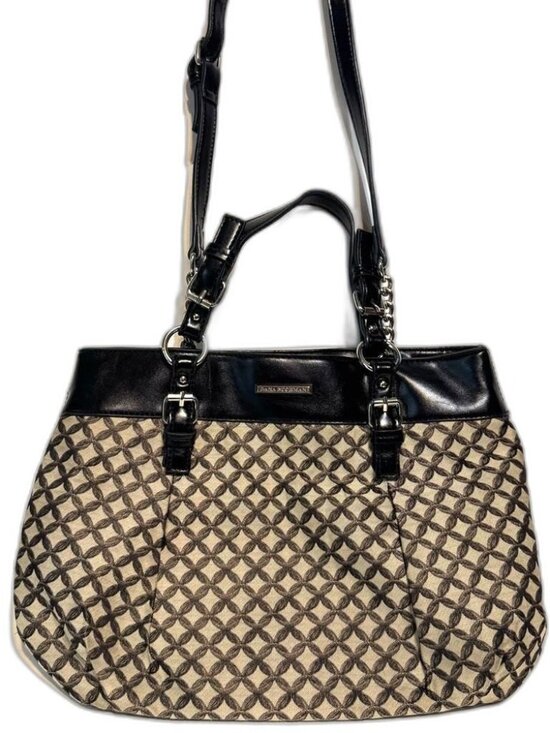 Dana Buchman Handbags - Dana Buchman Beige Brown Black Canvas Tote Handbag/Purse